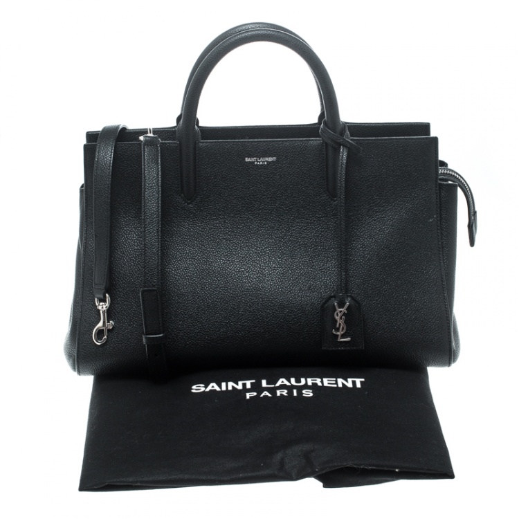 Pre Owned Saint Laurent Black Leather Small Cabas Rive Gauche Tote