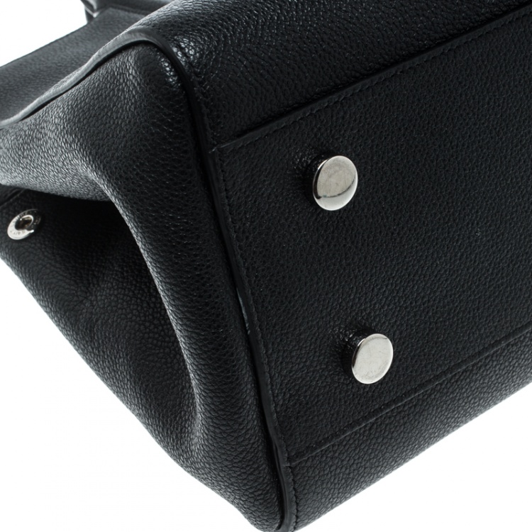 Pre Owned Saint Laurent Black Leather Small Cabas Rive Gauche Tote