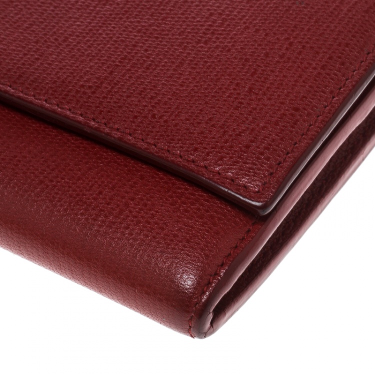 Pre Owned Saint Laurent Red Leather Y Line Continental Wallet