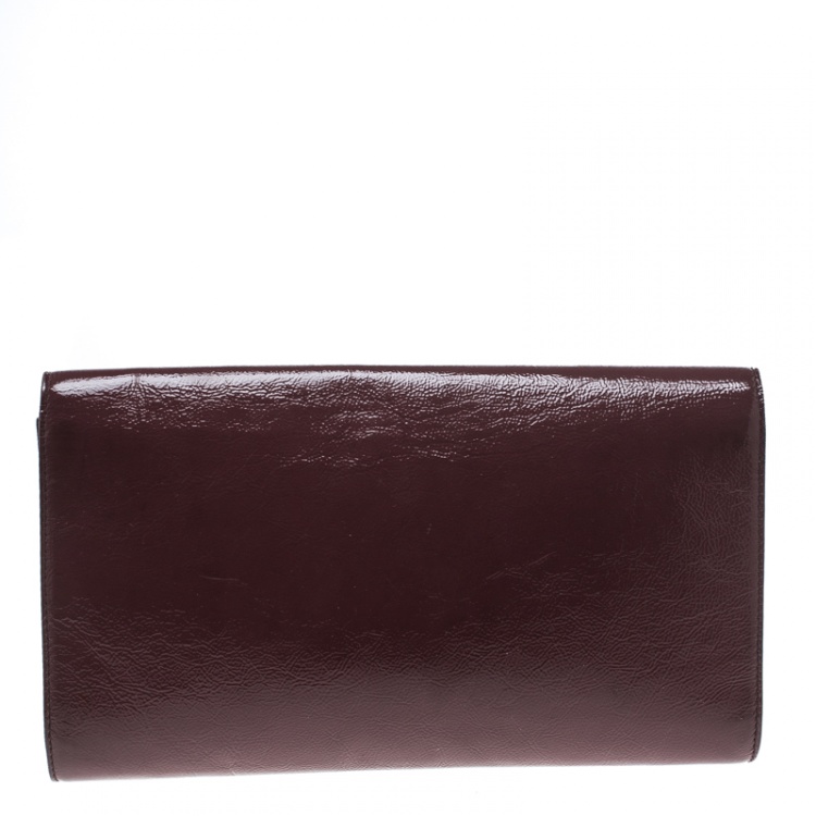 Pre Owned Saint Laurent Paris Pale Red Patent Leather Belle De Jour Flap Clutch