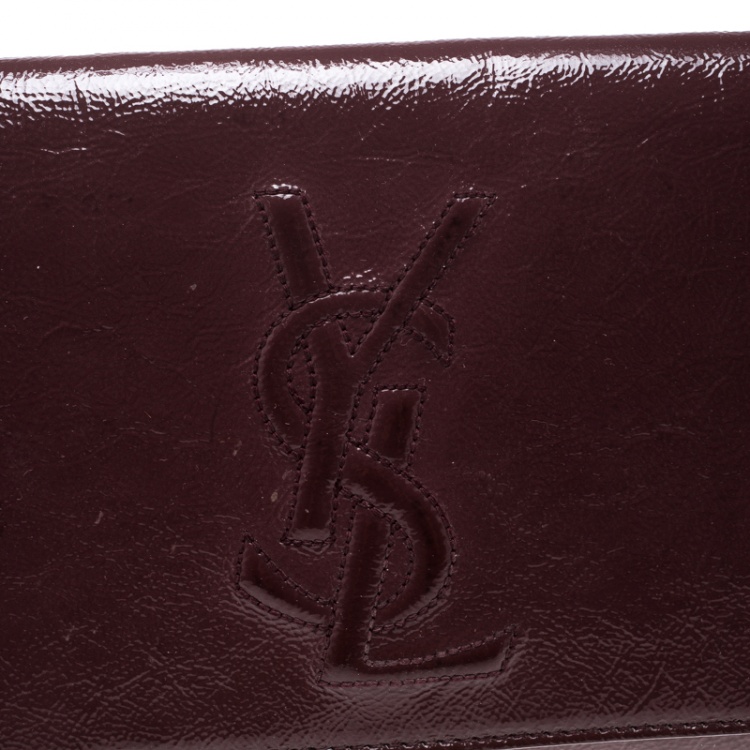 Pre Owned Saint Laurent Paris Pale Red Patent Leather Belle De Jour Flap Clutch