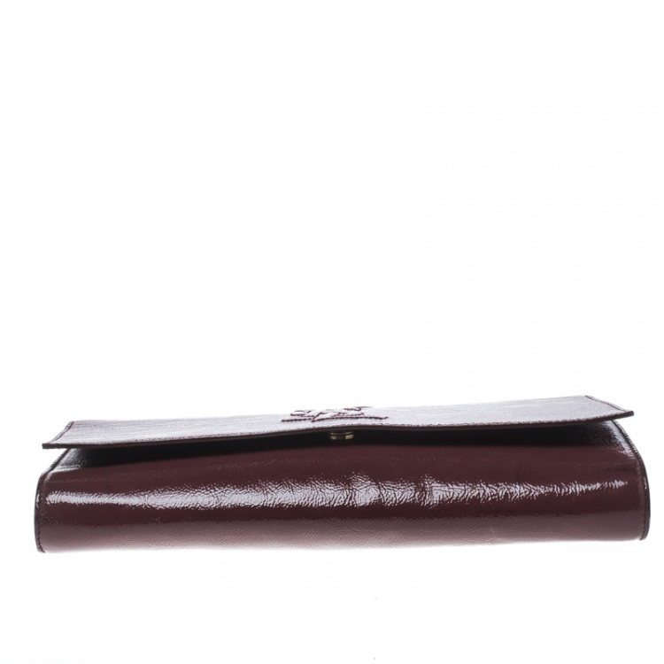 Pre Owned Saint Laurent Paris Pale Red Patent Leather Belle De Jour Flap Clutch