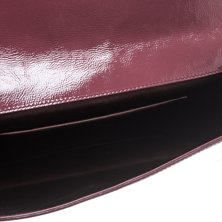 Pre Owned Saint Laurent Paris Pale Red Patent Leather Belle De Jour Flap Clutch