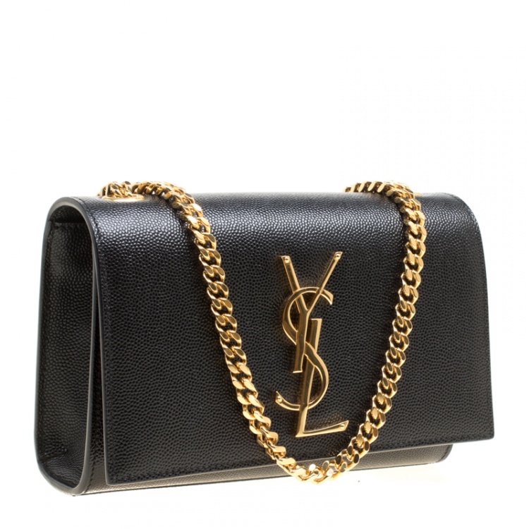 Pre Owned Saint Laurent Black Leather Original Small Kate Shoulder Bag