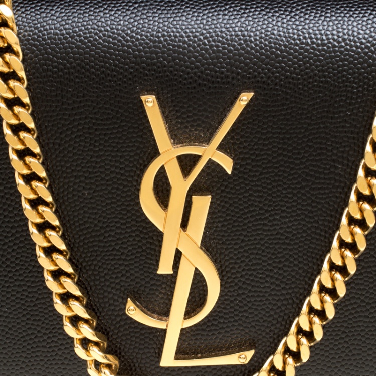 Pre Owned Saint Laurent Black Leather Original Small Kate Shoulder Bag
