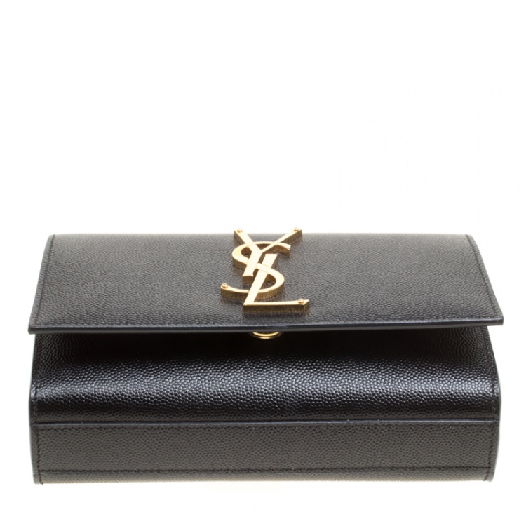 Pre Owned Saint Laurent Black Leather Original Small Kate Shoulder Bag