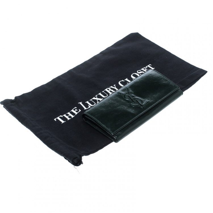 Pre Owned Saint Laurent Dark Green Patent Leather Belle De Jour Wallet