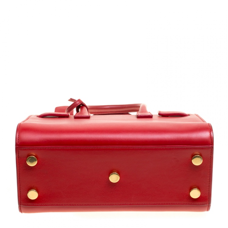 Pre Owned Saint Laurent Red Leather Nano Classic Sac De Jour Tote