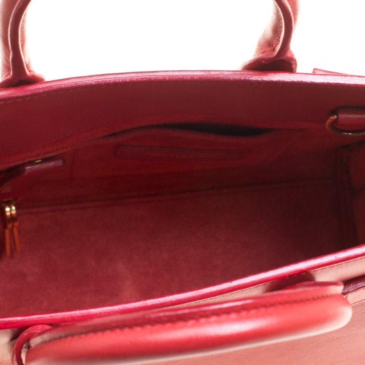 Pre Owned Saint Laurent Red Leather Nano Classic Sac De Jour Tote