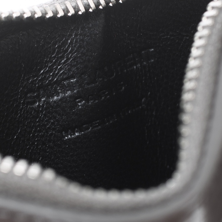 مملوكة مسبقًا Saint Laurent Grey Croc Embossed Card Holder 