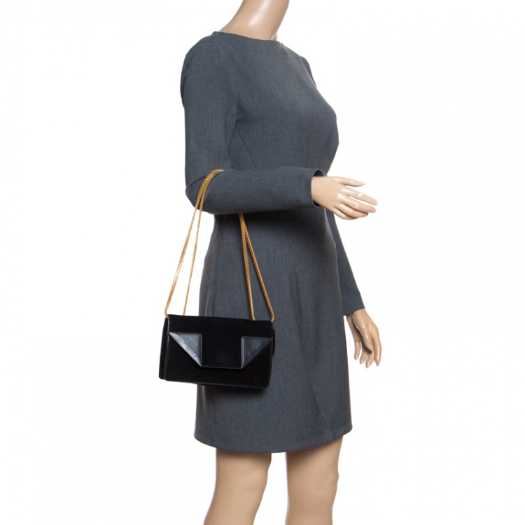Pre Owned Saint Laurent Black Suede Small Betty Shoulder Bag