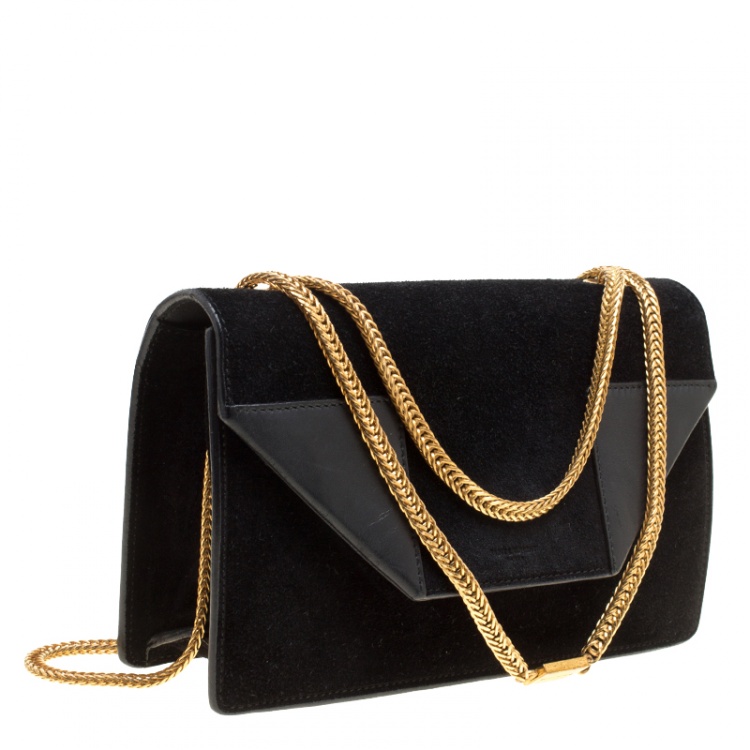 Pre Owned Saint Laurent Black Suede Small Betty Shoulder Bag