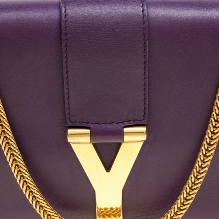 Pre Owned Saint Laurent Purple Leather Mini ChYc Crossbody Bag