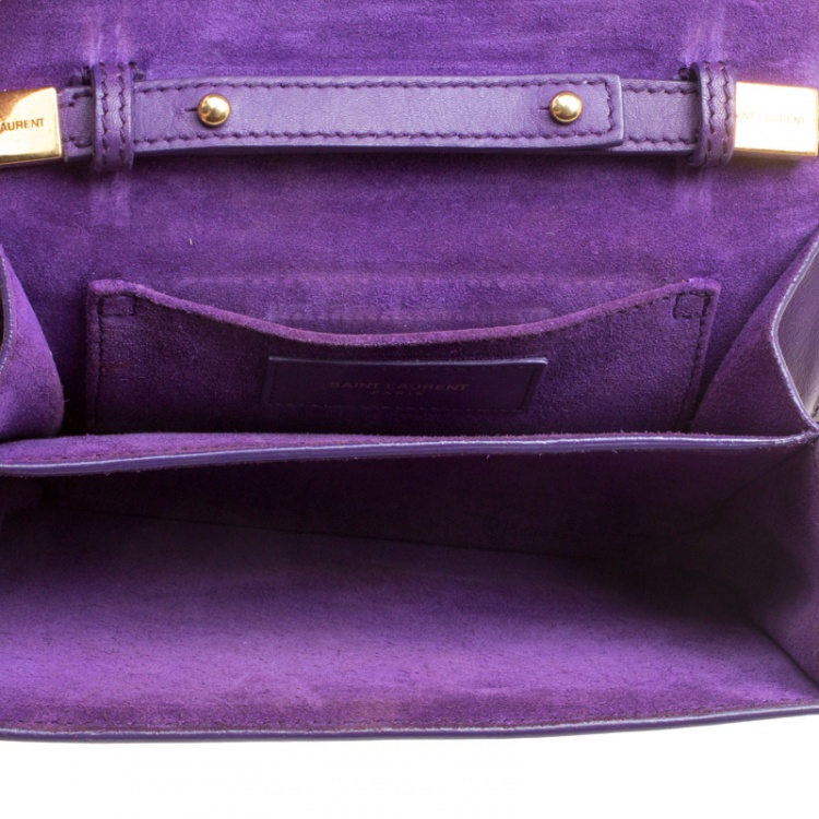 Pre Owned Saint Laurent Purple Leather Mini ChYc Crossbody Bag