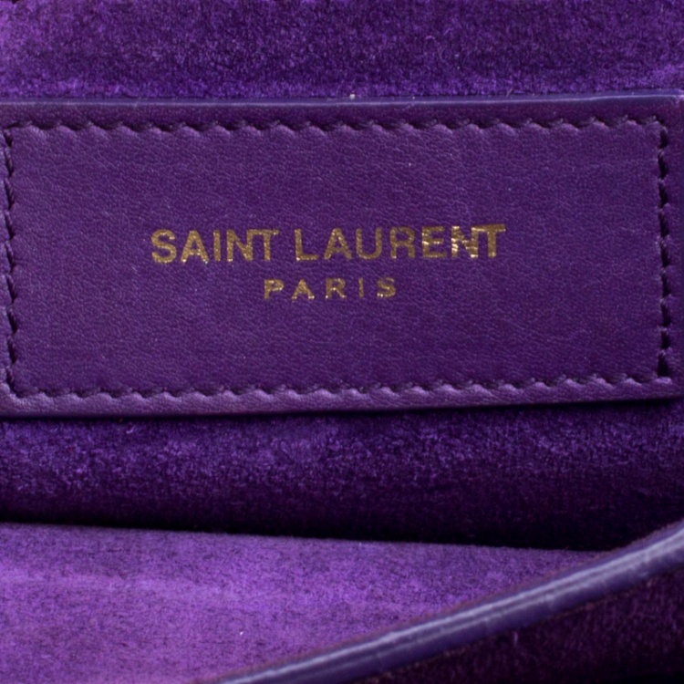 Pre Owned Saint Laurent Purple Leather Mini ChYc Crossbody Bag