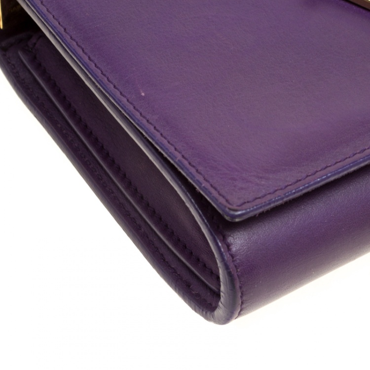 Pre Owned Saint Laurent Purple Leather Mini ChYc Crossbody Bag