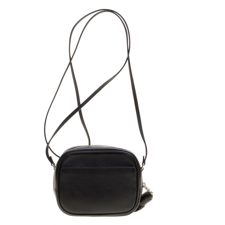 Pre Owned Saint Laurent Black Leather Monogram Heart Blogger Crossbody Bag