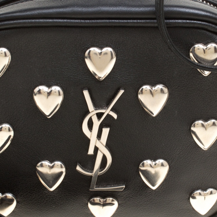 Pre Owned Saint Laurent Black Leather Monogram Heart Blogger Crossbody Bag