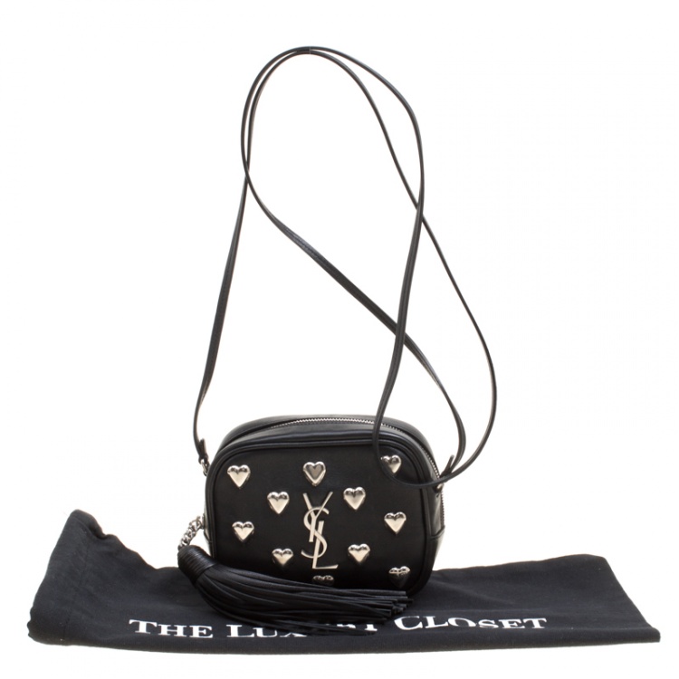 Pre Owned Saint Laurent Black Leather Monogram Heart Blogger Crossbody Bag