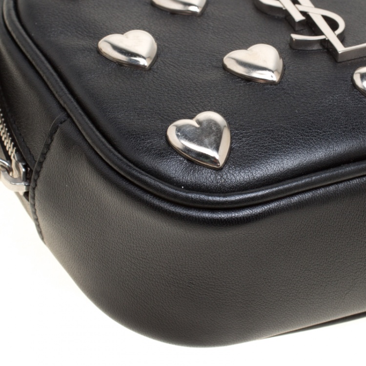Pre Owned Saint Laurent Black Leather Monogram Heart Blogger Crossbody Bag