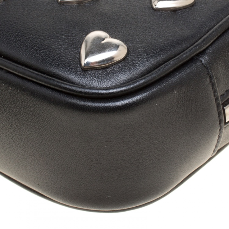 Pre Owned Saint Laurent Black Leather Monogram Heart Blogger Crossbody Bag