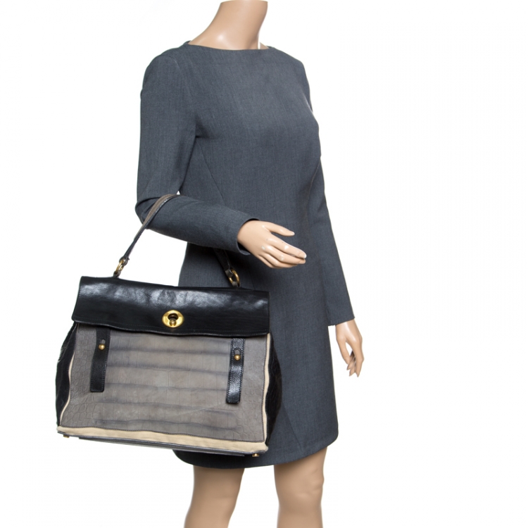 Pre Owned Saint Laurent Tri Color Leather Large Muse Two Bag