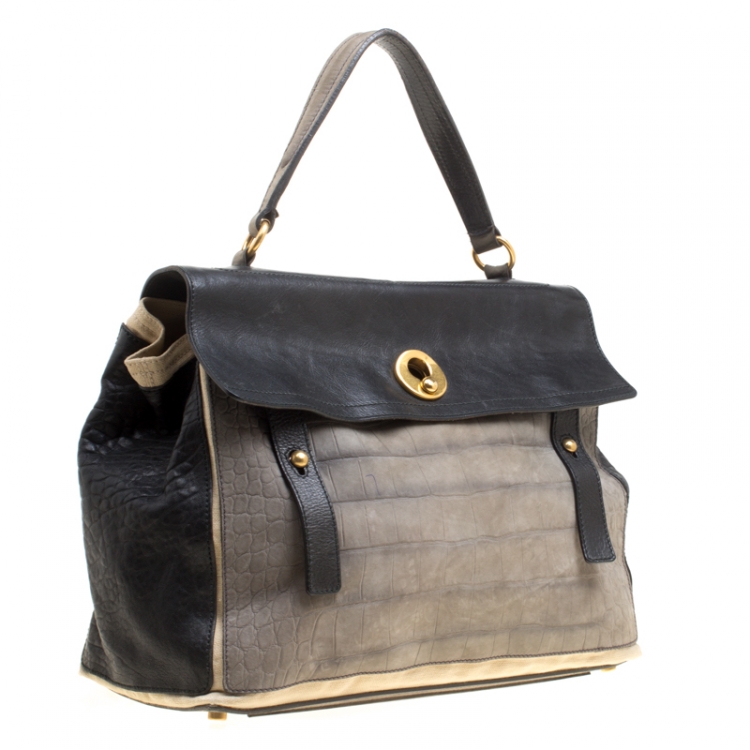 Pre Owned Saint Laurent Tri Color Leather Large Muse Two Bag