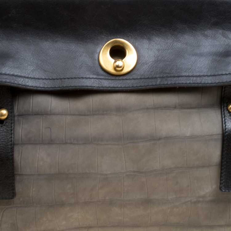 Pre Owned Saint Laurent Tri Color Leather Large Muse Two Bag
