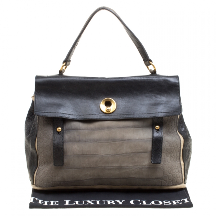 Pre Owned Saint Laurent Tri Color Leather Large Muse Two Bag