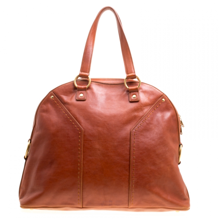 Pre Owned Saint Laurent Brown Leather Oversized Muse Satchel