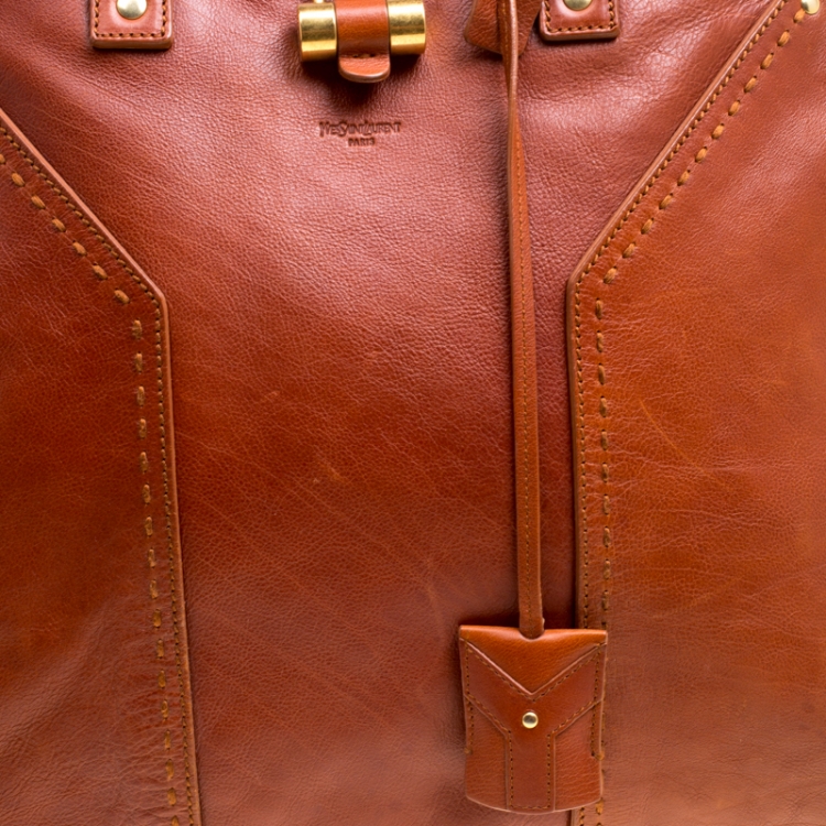 Pre Owned Saint Laurent Brown Leather Oversized Muse Satchel