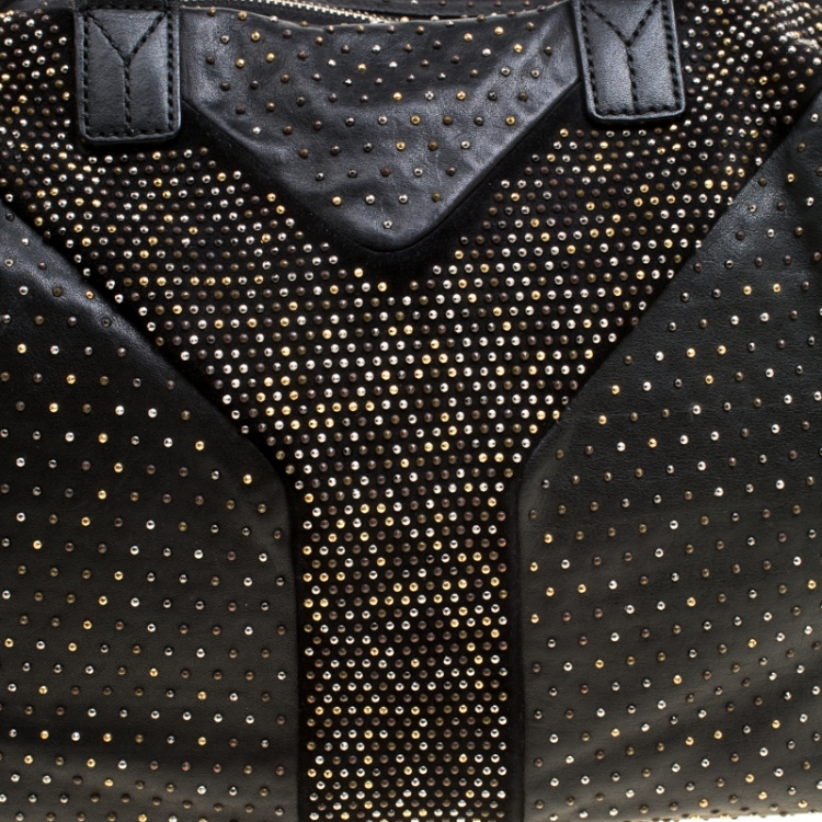Pre Owned Saint Laurent Black Leather Studded Easy Y Satchel