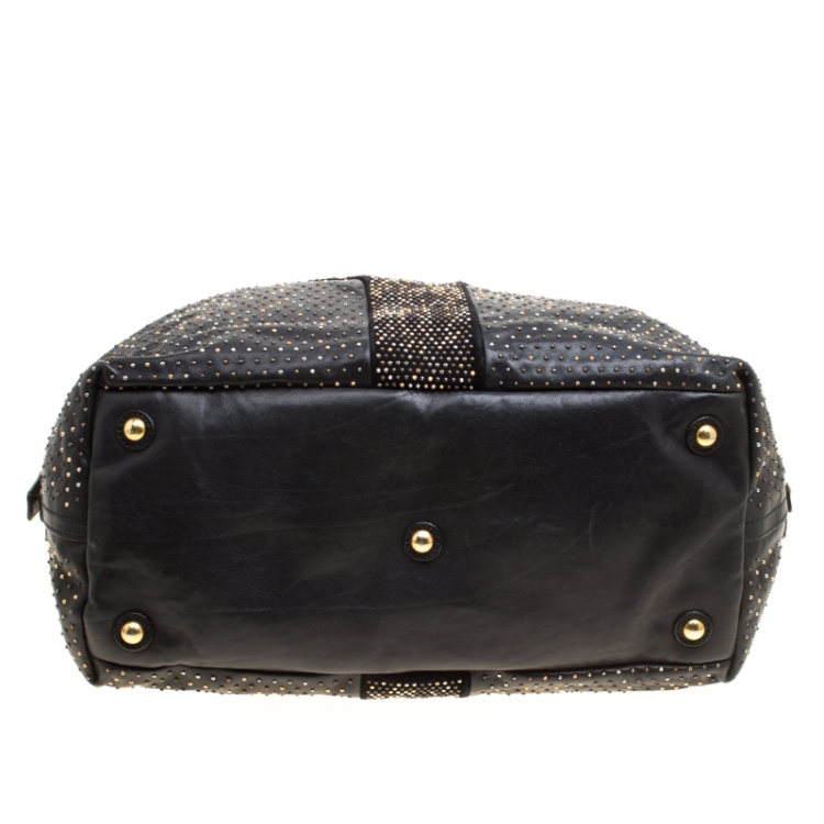 Pre Owned Saint Laurent Black Leather Studded Easy Y Satchel