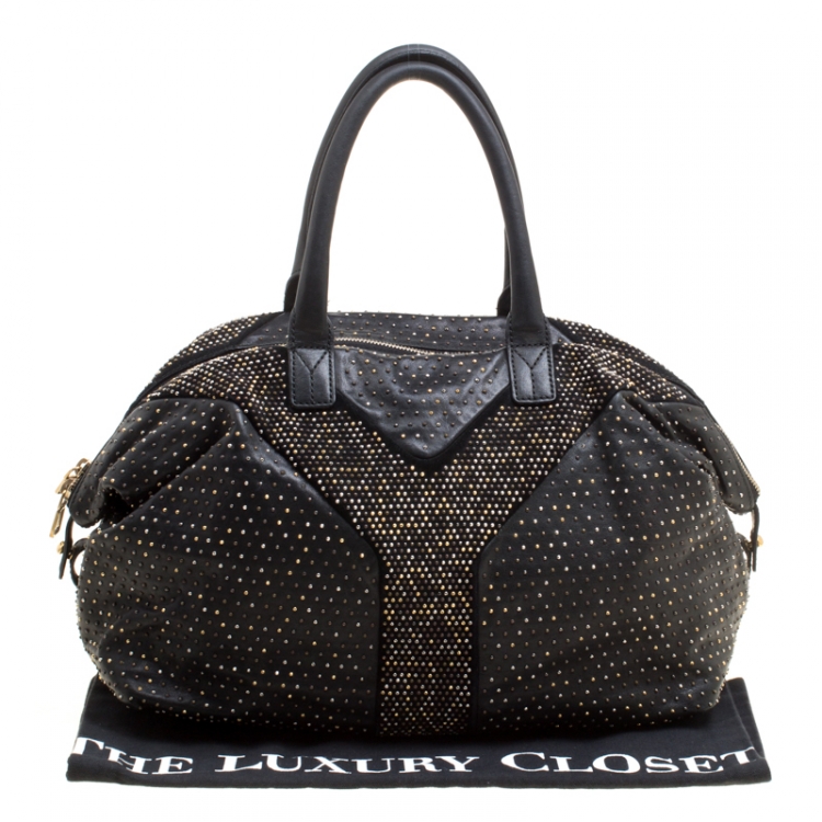 Pre Owned Saint Laurent Black Leather Studded Easy Y Satchel