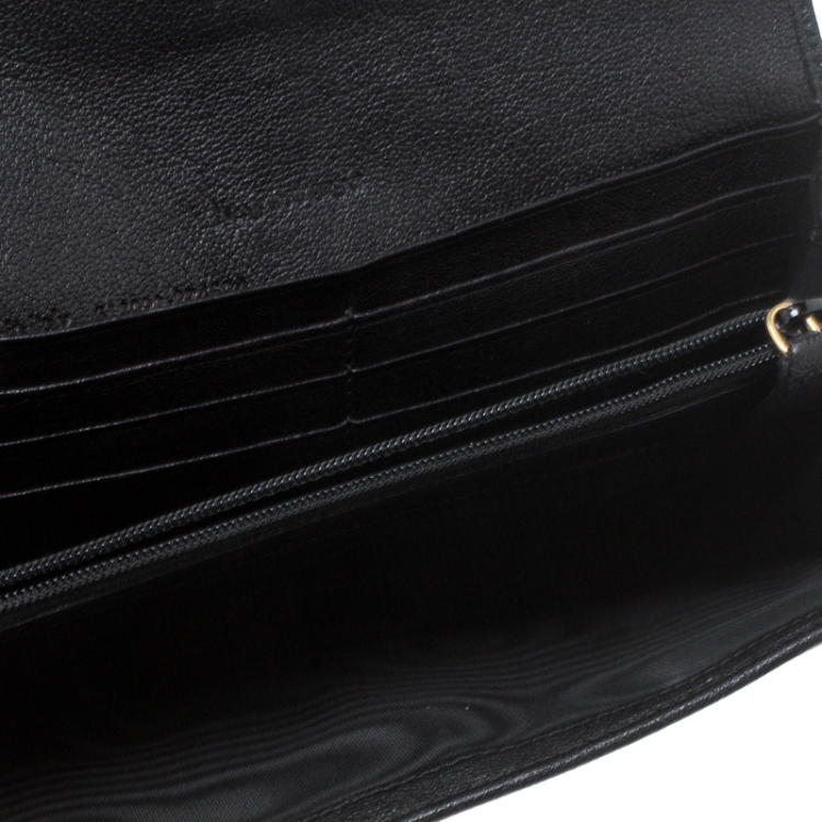 Pre Owned Saint Laurent Black Leather Y Line Continental Wallet
