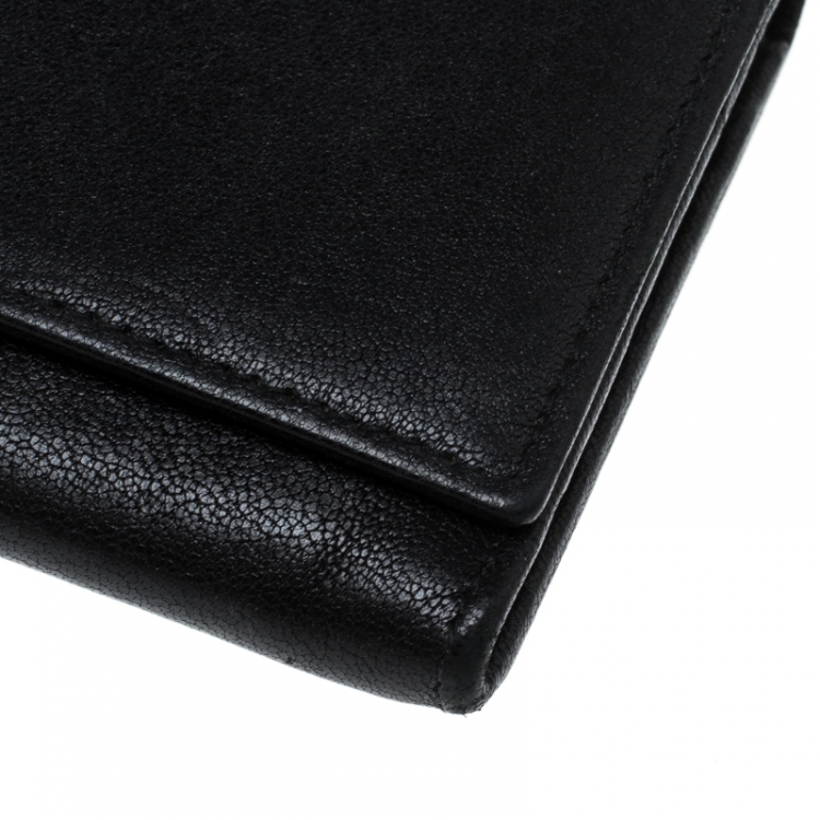 Pre Owned Saint Laurent Black Leather Y Line Continental Wallet