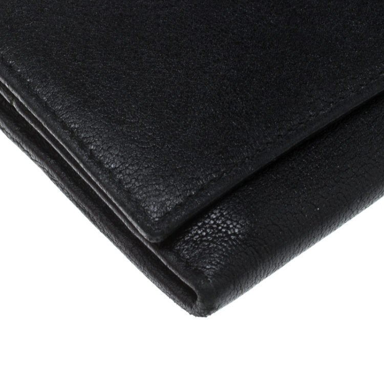 Pre Owned Saint Laurent Black Leather Y Line Continental Wallet
