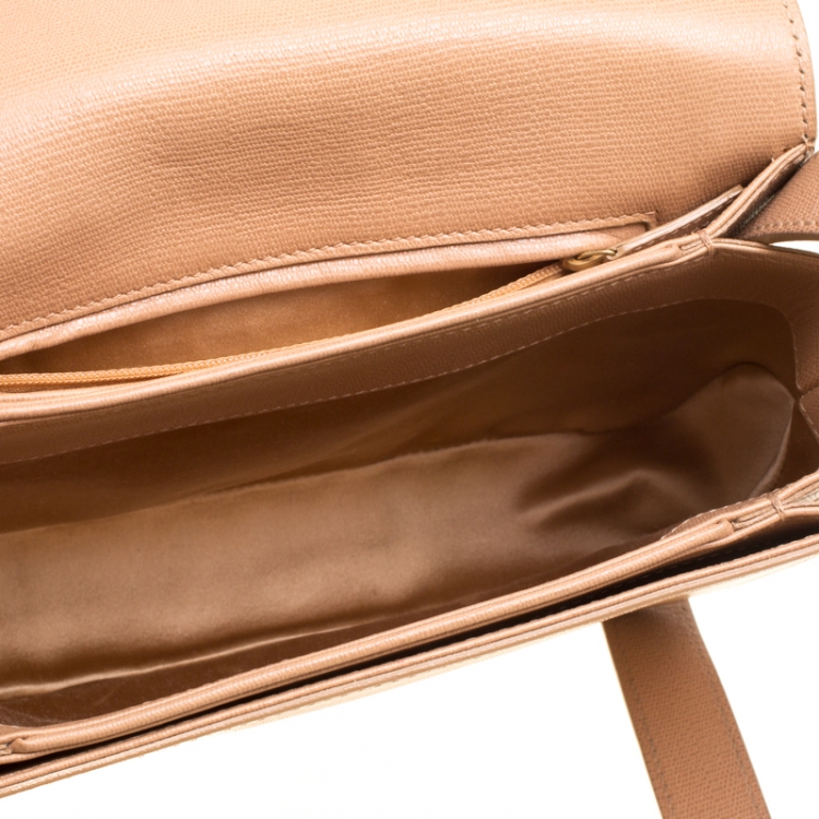 Pre Owned Saint Laurent Beige Leather Medium Chyc Flap Shoulder Bag