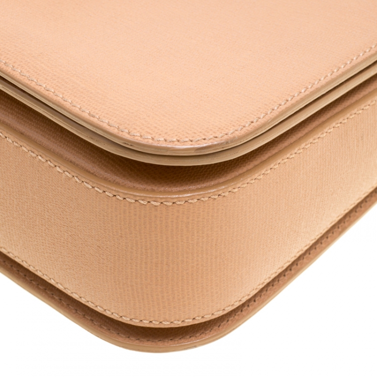 Pre Owned Saint Laurent Beige Leather Medium Chyc Flap Shoulder Bag
