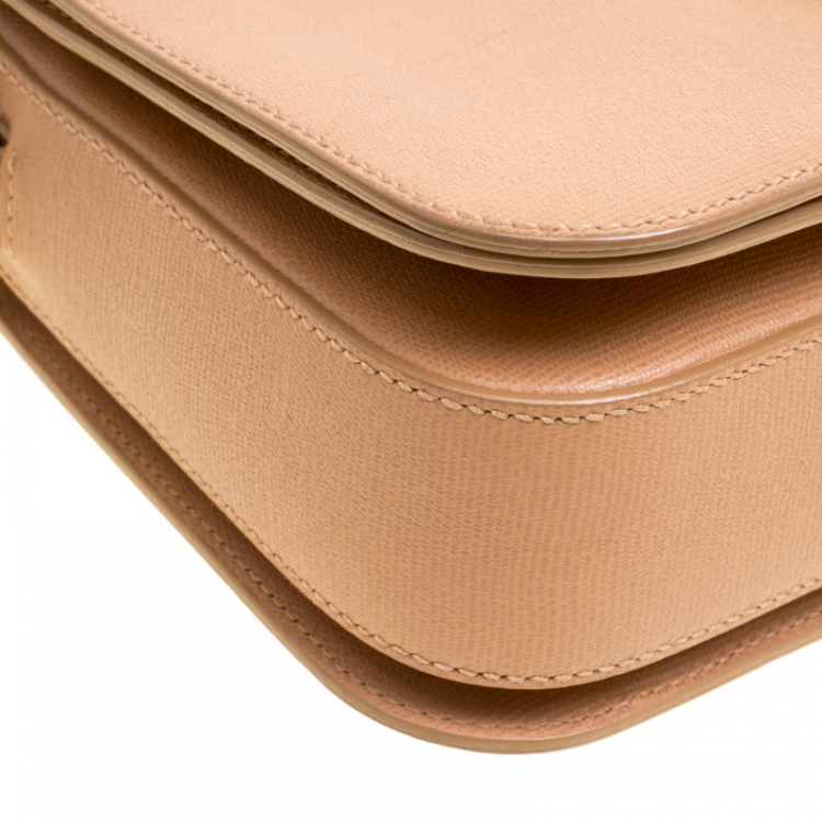 Pre Owned Saint Laurent Beige Leather Medium Chyc Flap Shoulder Bag