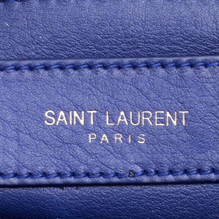 Pre Owned Saint Laurent Blue Leather Medium Cabas Chyc Tote