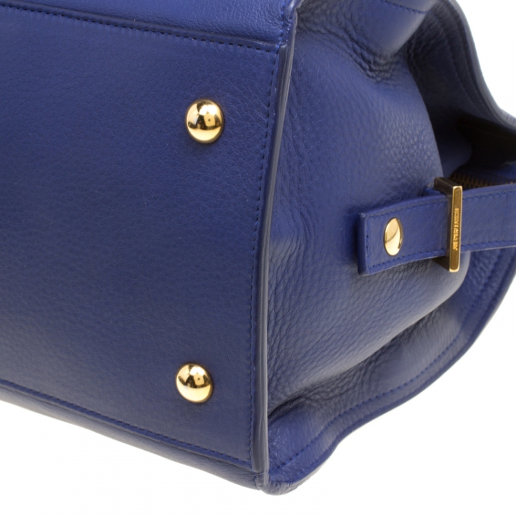 Pre Owned Saint Laurent Blue Leather Medium Cabas Chyc Tote