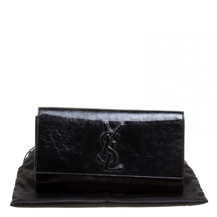 Pre Owned Saint Laurent Black Patent Leather Belle De Jour Flap Clutch
