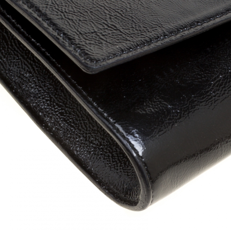 Pre Owned Saint Laurent Black Patent Leather Belle De Jour Flap Clutch