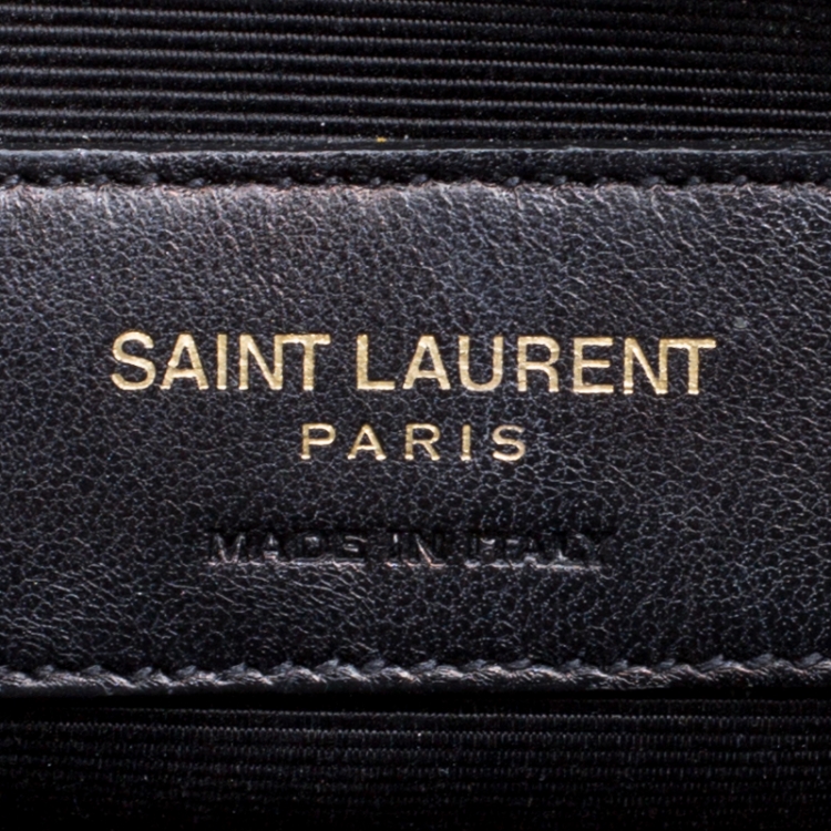 Pre Owned Saint Laurent Black Leather Medium Monogram Université Flap Shoulder Bag