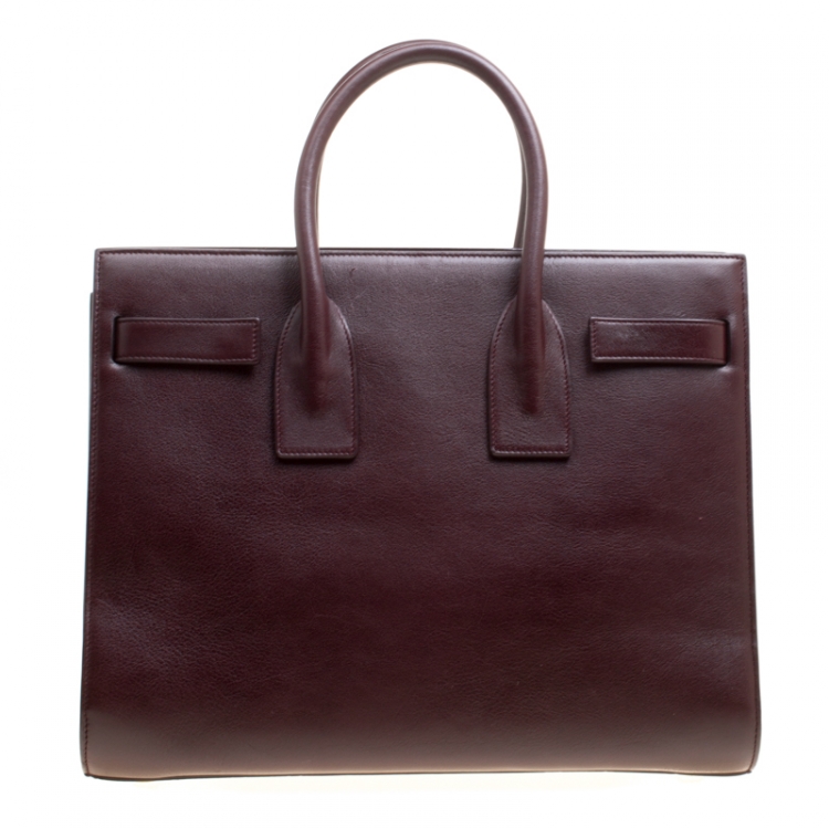 Pre Owned Saint Laurent Burgundy Leather Small Classic Sac De Jour Top Handle Bag