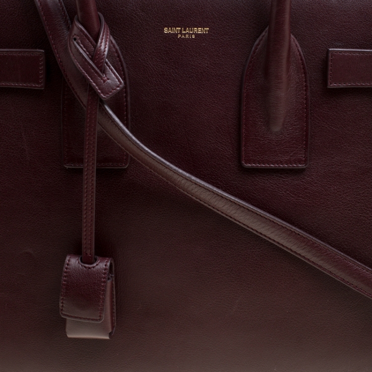 Pre Owned Saint Laurent Burgundy Leather Small Classic Sac De Jour Top Handle Bag