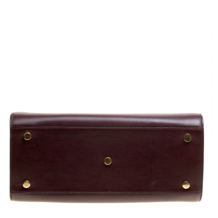 Pre Owned Saint Laurent Burgundy Leather Small Classic Sac De Jour Top Handle Bag