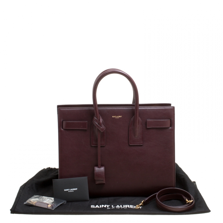 Pre Owned Saint Laurent Burgundy Leather Small Classic Sac De Jour Top Handle Bag