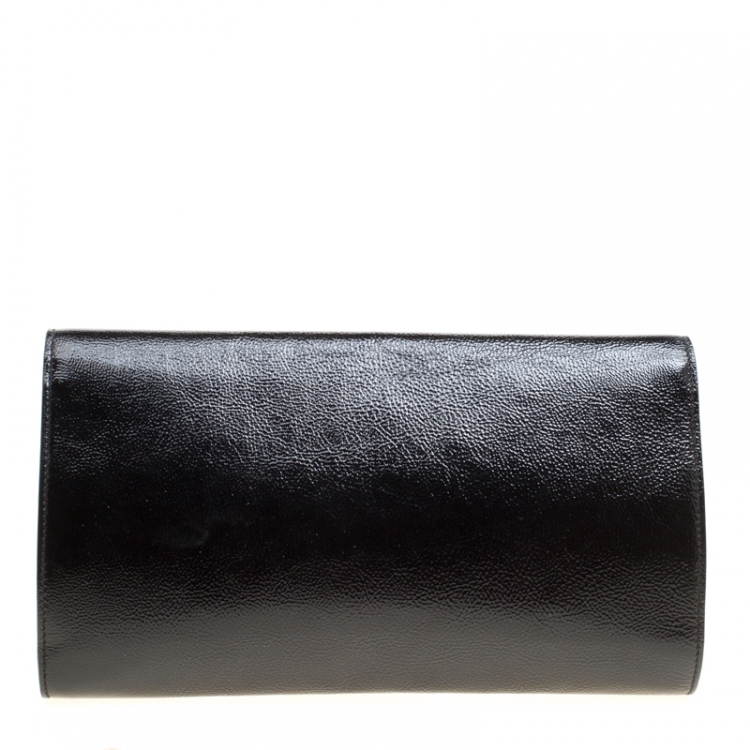 Pre Owned Saint Laurent Black Patent Leather Belle De Jour Flap Clutch